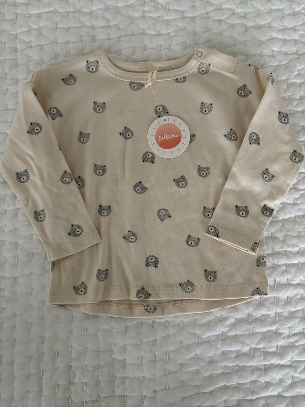NWT Quincy Mae Toddler Gender Neutral Organic Cotton Bear Print Long-Sleeve Top